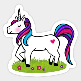 Prancing Magical Rainbow Pink Unicorn Sticker